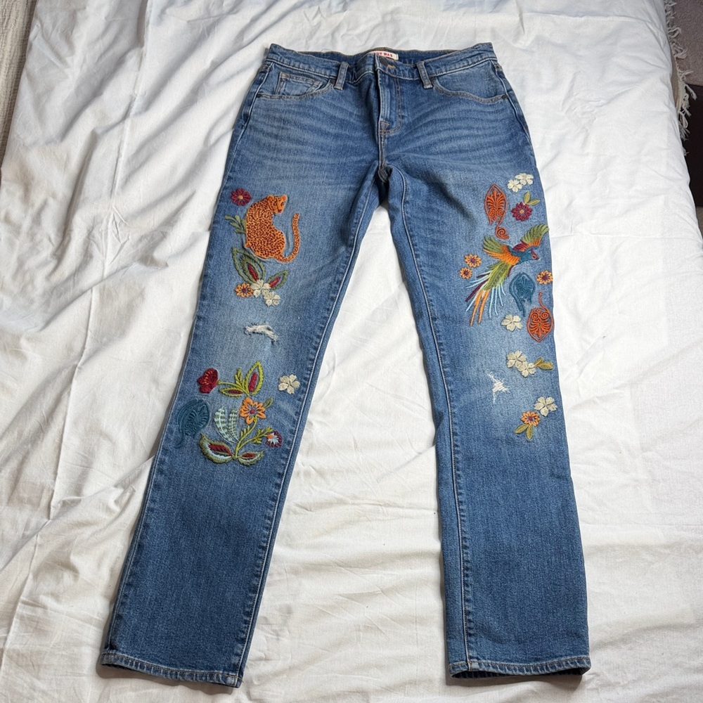 Johnny Was Isabella Boyfriend Jeans Embroidery Women’s 25